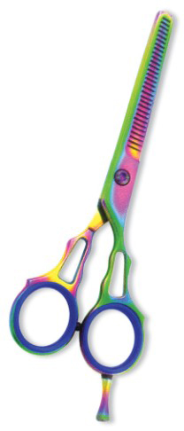 Professional Thinning Scissor. One Blade Teeth and One Blade Razor. Multicolor coating