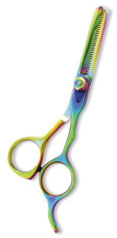 Professional Thinning Scissor. One Blade Teeth and One Blade Razor. Multicolor coating.