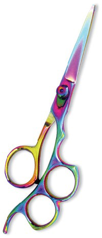 Professional Hair Cutting Scissor with razor edge. Multicolor Coating. Three Rings with screw adjust