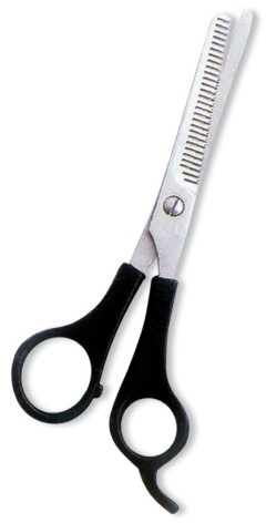 Thinning Scissor. One Blade Teeth. Plastic Handle. Satin Finish.